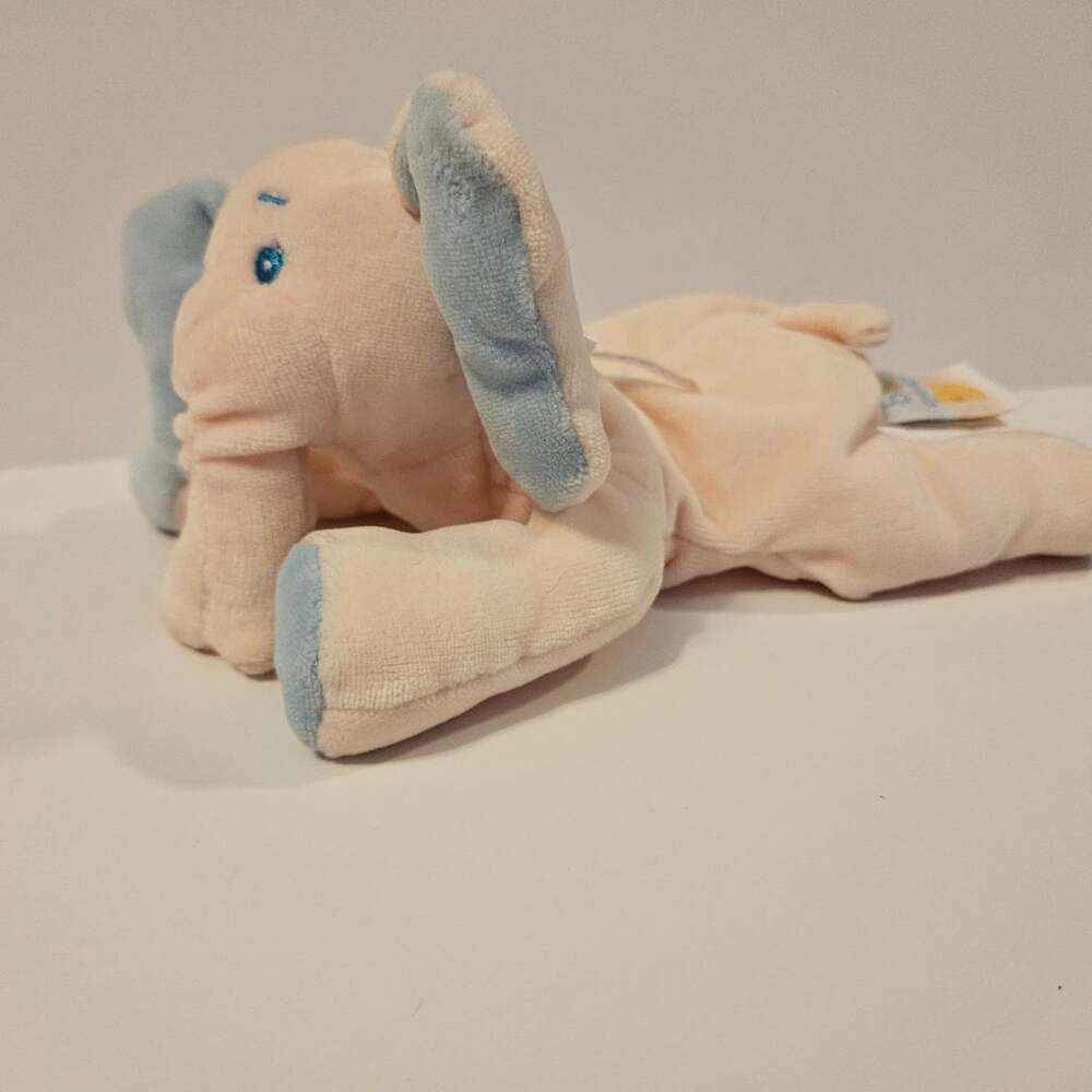 Baby Ganz Vintage 1998 Pink Elephant Velour Plush Blue ABC Ribbon Extremly HTF